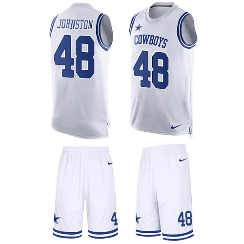 Men's Limited Daryl Johnston Nike Jersey White - #48 Tank Top Suit NFL Dallas Cowboys